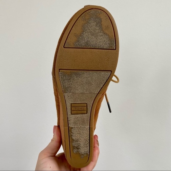 TOMS Desert Chestnut Suede Wedge Ankle Boots | Lace-Up Plaid Lined - Picture 10 of 14